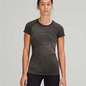 Lululemon Swiftly Tech Short Sleeve Shirt 2.0 Grid Warp Black / Neon Multi